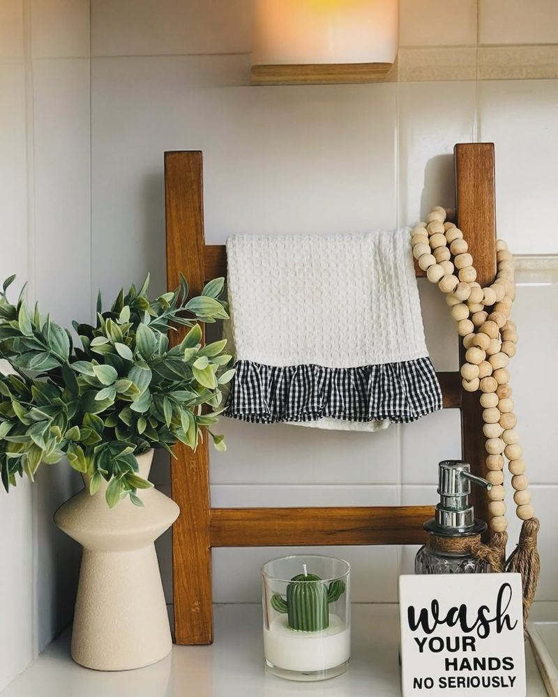 Rustic Ladder Towel Rack