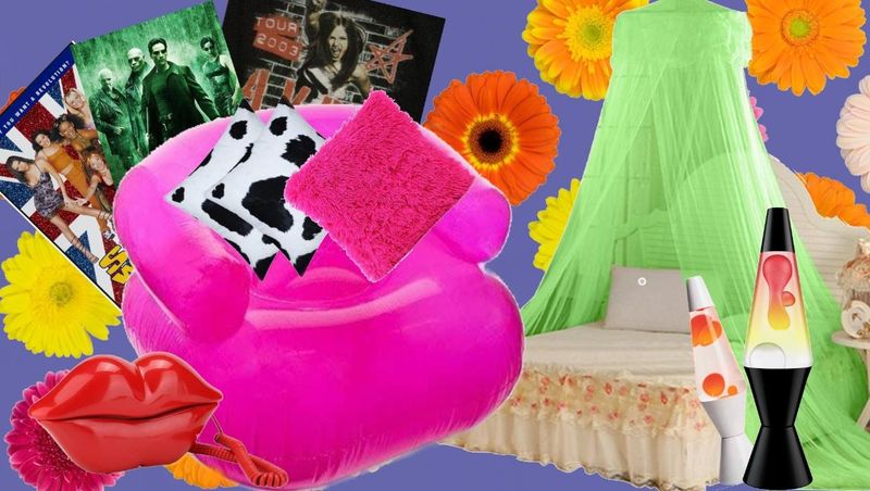 2000s Fuzzy Picture Frames and Inflatable Ottomans