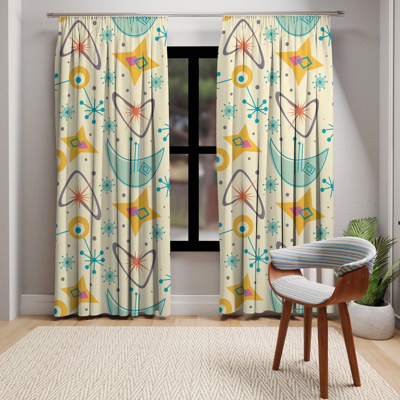 1950s Atomic Age Barkcloth Curtains