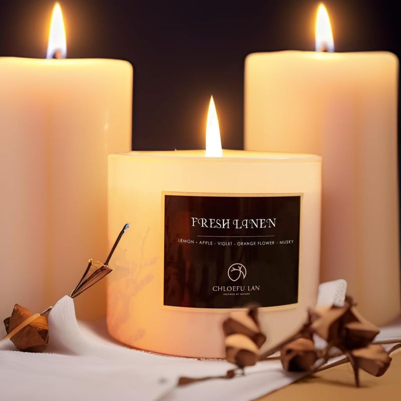 Light citrus or linen-scented candles