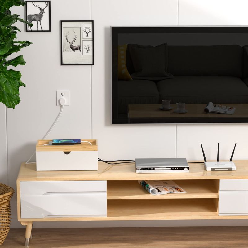 Visible cords and tech clutter
