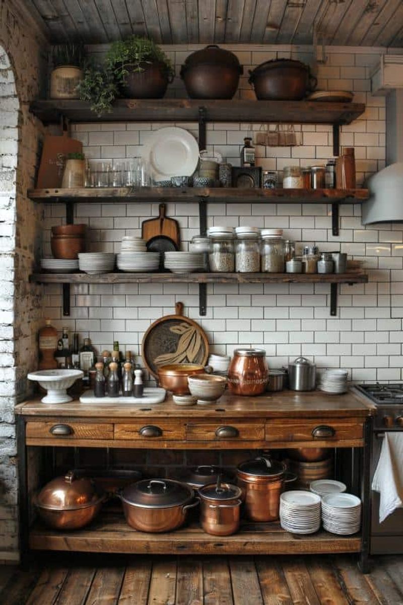 Open shelving with framed supports