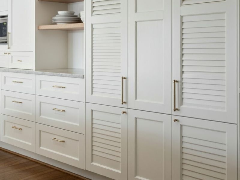Louvered door cabinets