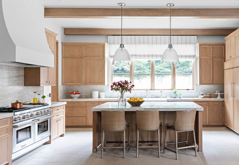 Natural wood finish cabinets