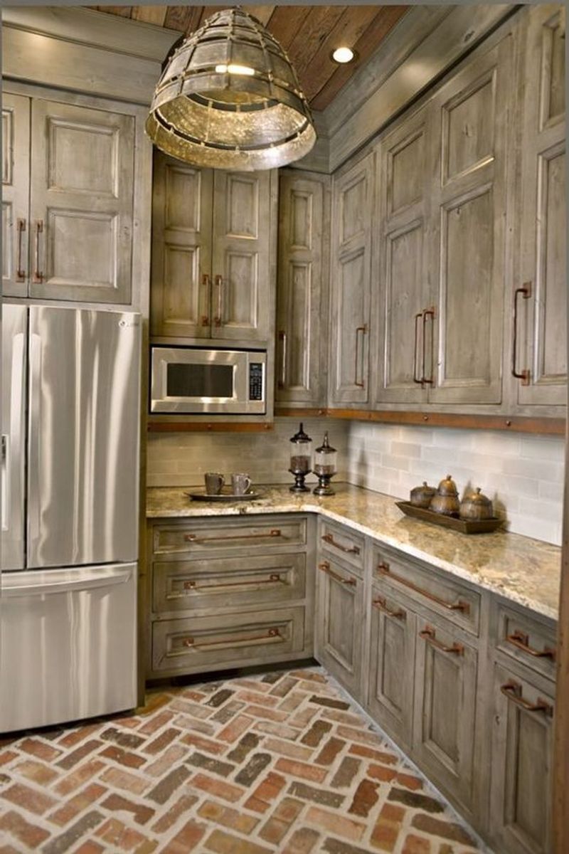 Distressed wood cabinets