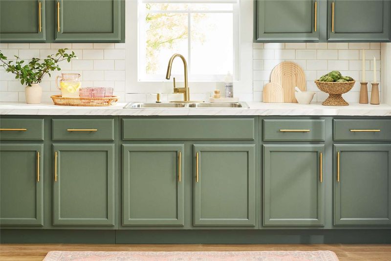 Painted wood cabinets