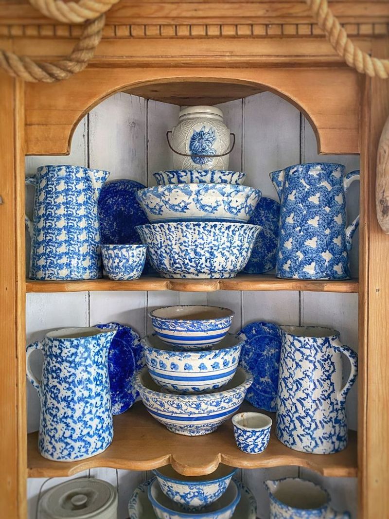 Display vintage ceramics and pottery