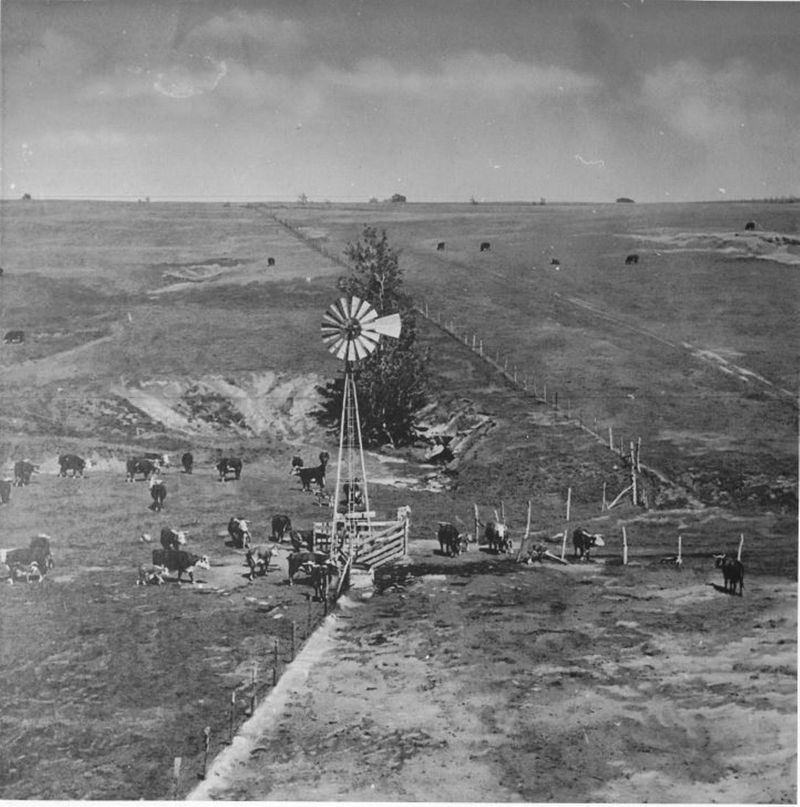 A Windmill Towering Over A Barren Yard