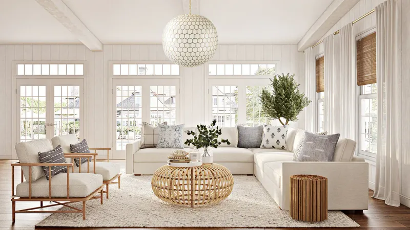 Use light wood tones for furniture