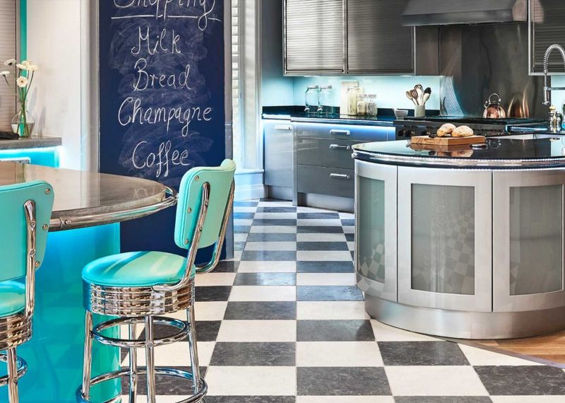 Checkerboard Kitchen with Chrome