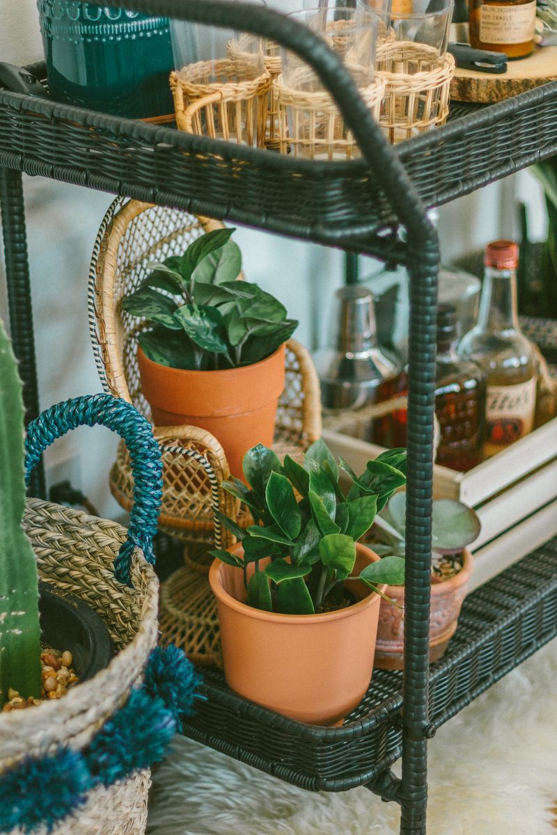 Wicker Bar Cart Styling