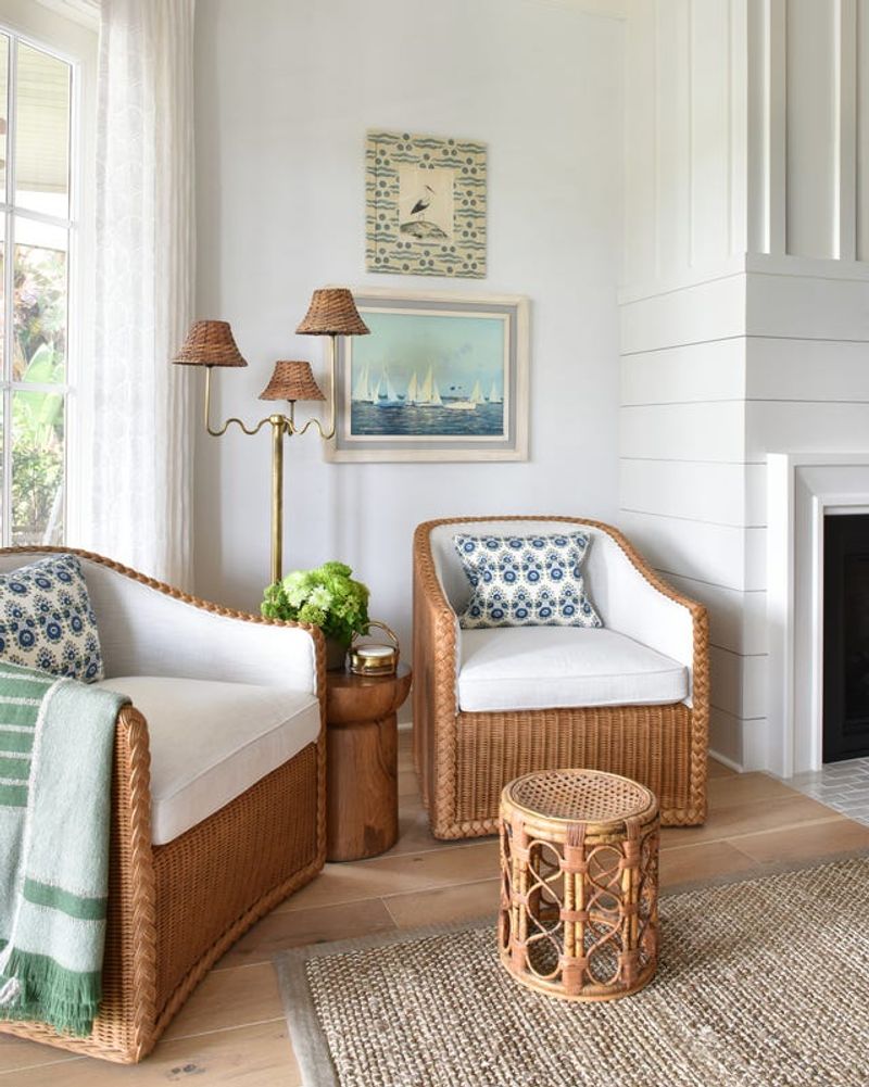 Add wicker or rattan furniture pieces