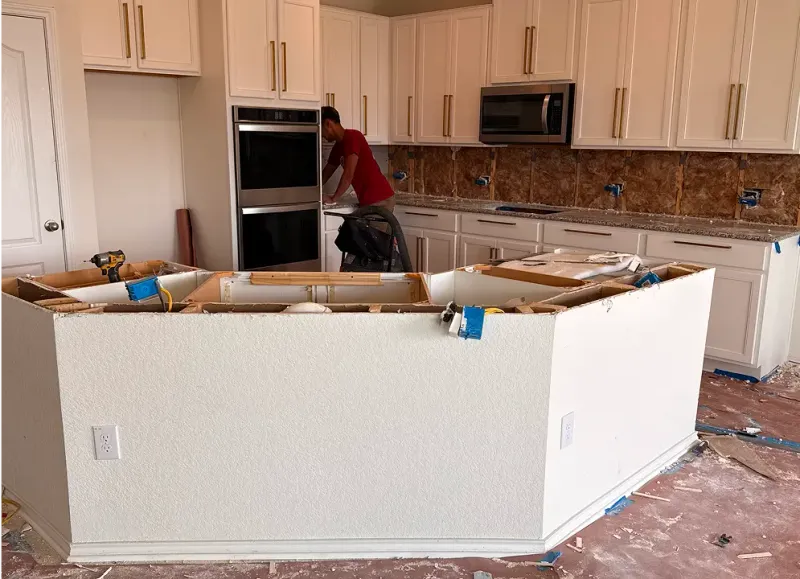 Outdated kitchen and bathrooms