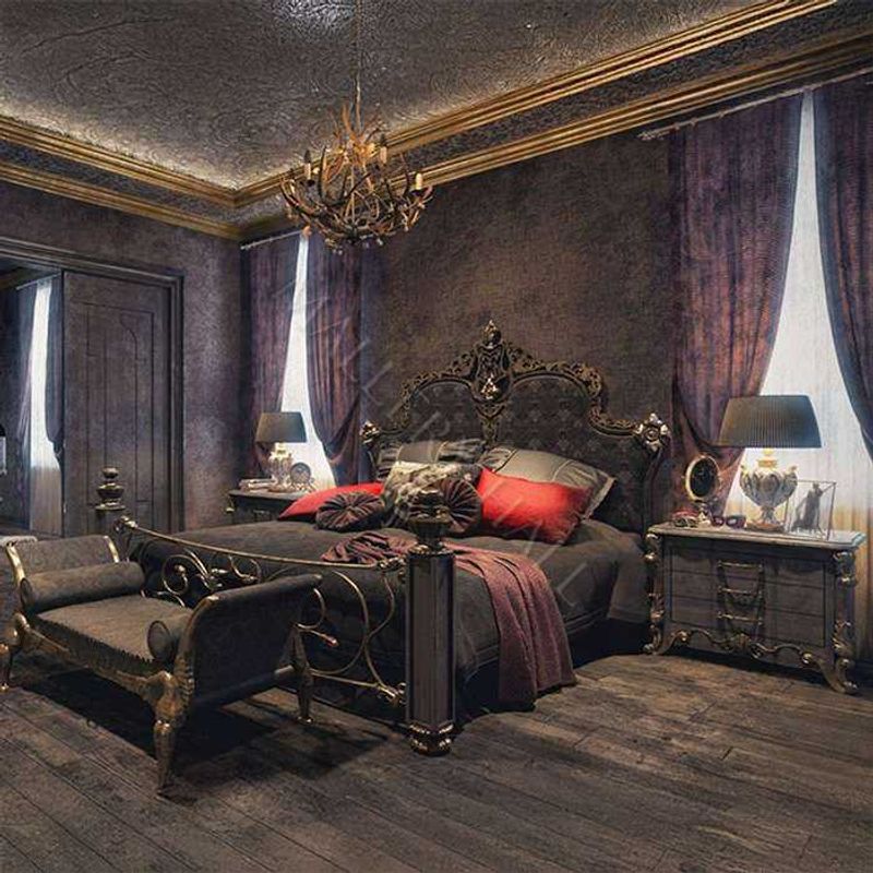 Intricate Wrought-Iron Bed Frame